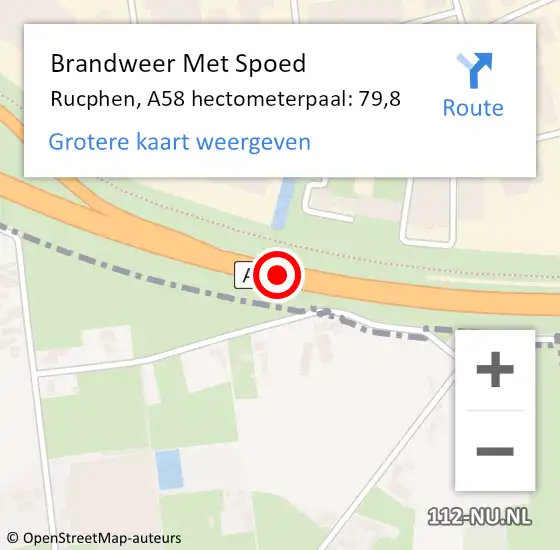 Locatie op kaart van de 112 melding: Brandweer Met Spoed Naar Rucphen, A58 hectometerpaal: 79,8 op 21 september 2021 16:03