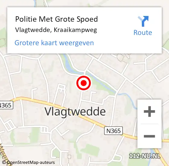 Locatie op kaart van de 112 melding: Politie Met Grote Spoed Naar Vlagtwedde, Kraaikampweg op 21 september 2021 16:26