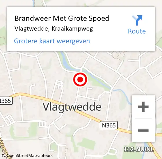 Locatie op kaart van de 112 melding: Brandweer Met Grote Spoed Naar Vlagtwedde, Kraaikampweg op 21 september 2021 16:27