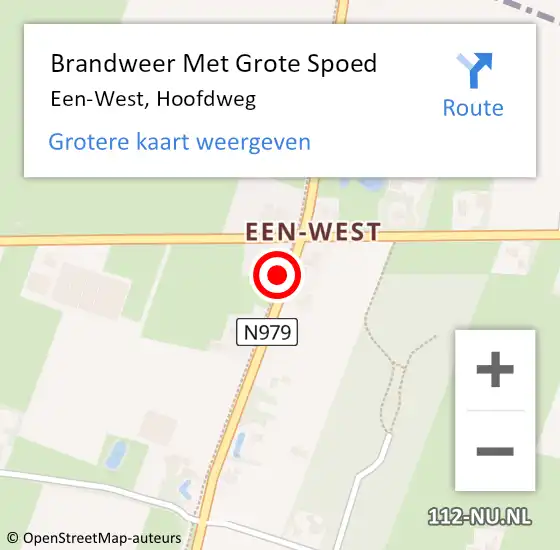 Locatie op kaart van de 112 melding: Brandweer Met Grote Spoed Naar Een-West, Hoofdweg op 21 september 2021 16:34