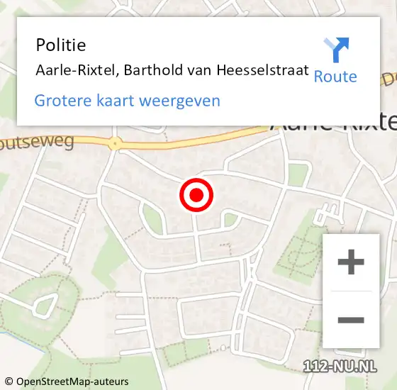 Locatie op kaart van de 112 melding: Politie Aarle-Rixtel, Barthold van Heesselstraat op 21 september 2021 16:34