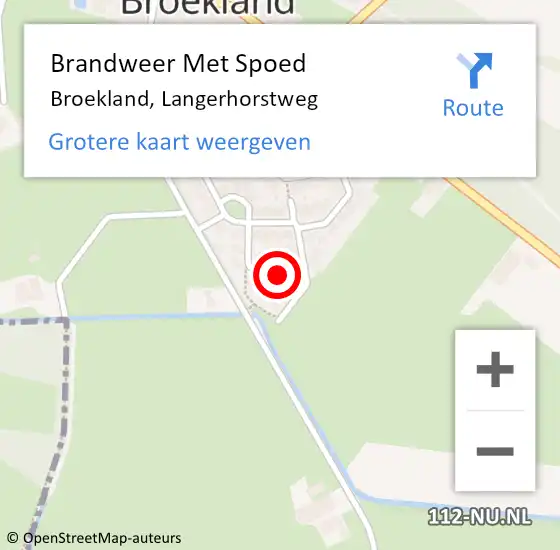 Locatie op kaart van de 112 melding: Brandweer Met Spoed Naar Broekland, Langerhorstweg op 21 september 2021 17:00