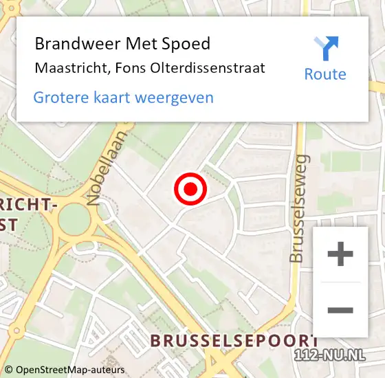 Locatie op kaart van de 112 melding: Brandweer Met Spoed Naar Maastricht, Fons Olterdissenstraat op 21 september 2021 17:06