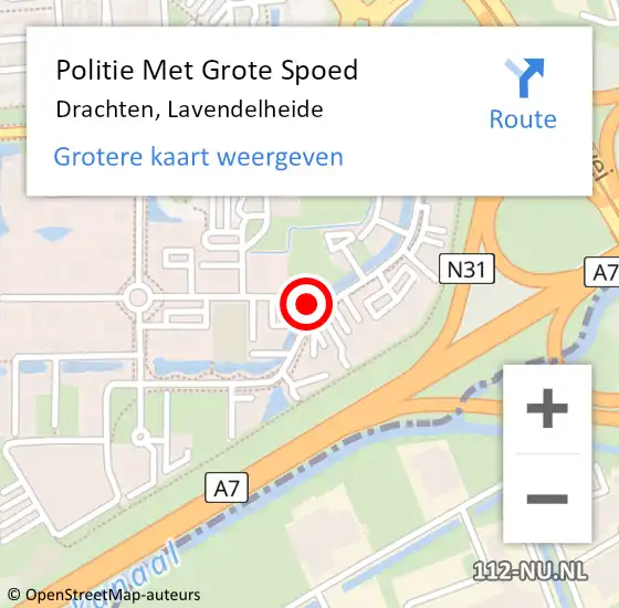 Locatie op kaart van de 112 melding: Politie Met Grote Spoed Naar Drachten, Lavendelheide op 21 september 2021 17:15