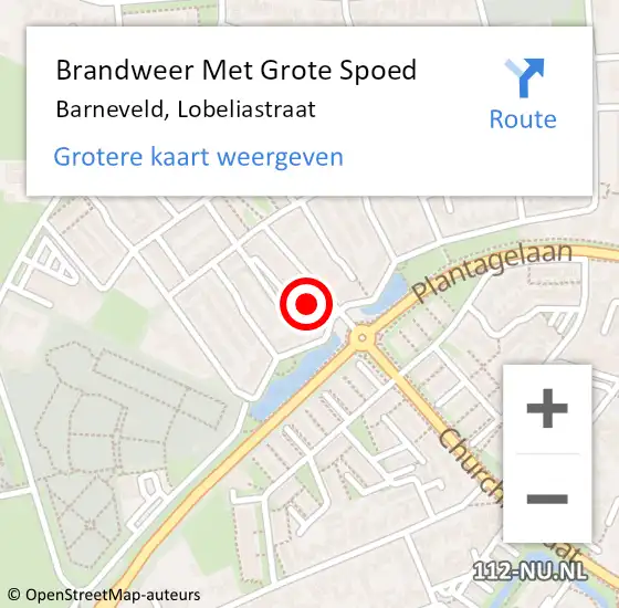 Locatie op kaart van de 112 melding: Brandweer Met Grote Spoed Naar Barneveld, Lobeliastraat op 21 september 2021 17:17