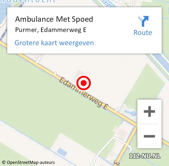 Locatie op kaart van de 112 melding: Ambulance Met Spoed Naar Purmer, Edammerweg E op 21 september 2021 17:31