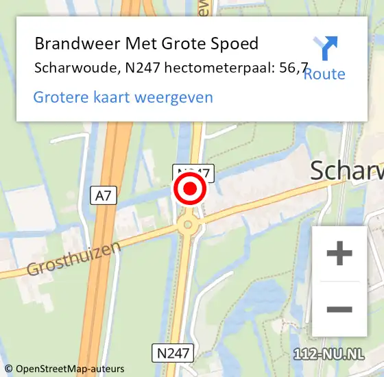 Locatie op kaart van de 112 melding: Brandweer Met Grote Spoed Naar Scharwoude, N247 hectometerpaal: 57,8 op 23 juni 2014 17:10