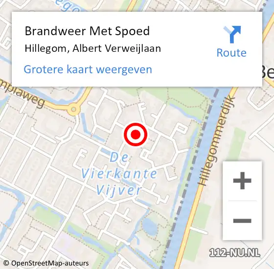 Locatie op kaart van de 112 melding: Brandweer Met Spoed Naar Hillegom, Albert Verweijlaan op 21 september 2021 17:36