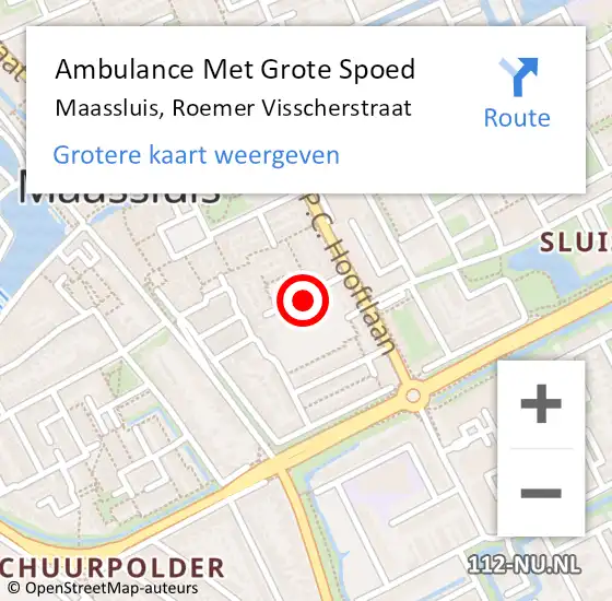 Locatie op kaart van de 112 melding: Ambulance Met Grote Spoed Naar Maassluis, Roemer Visscherstraat op 21 september 2021 17:44