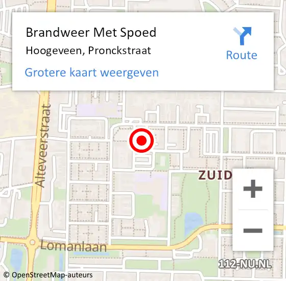 Locatie op kaart van de 112 melding: Brandweer Met Spoed Naar Hoogeveen, Pronckstraat op 21 september 2021 17:49