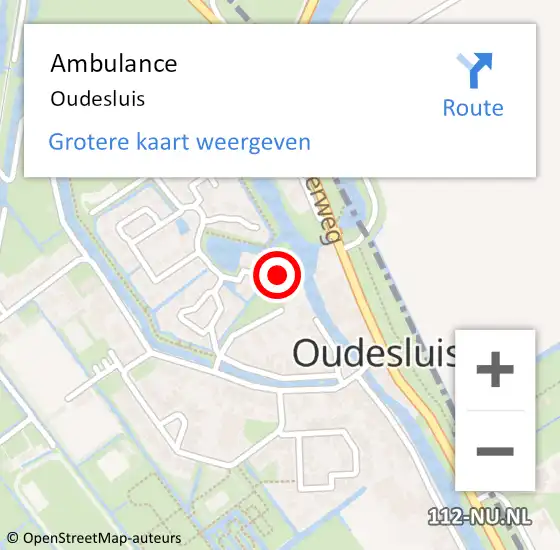 Locatie op kaart van de 112 melding: Ambulance Oudesluis op 21 september 2021 17:59