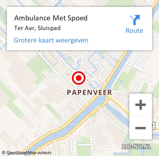 Locatie op kaart van de 112 melding: Ambulance Met Spoed Naar Ter Aar, Sluispad op 21 september 2021 18:28