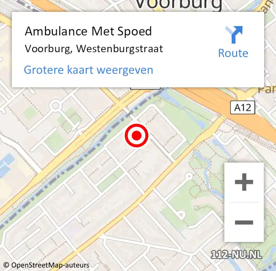 Locatie op kaart van de 112 melding: Ambulance Met Spoed Naar Voorburg, Westenburgstraat op 21 september 2021 18:34