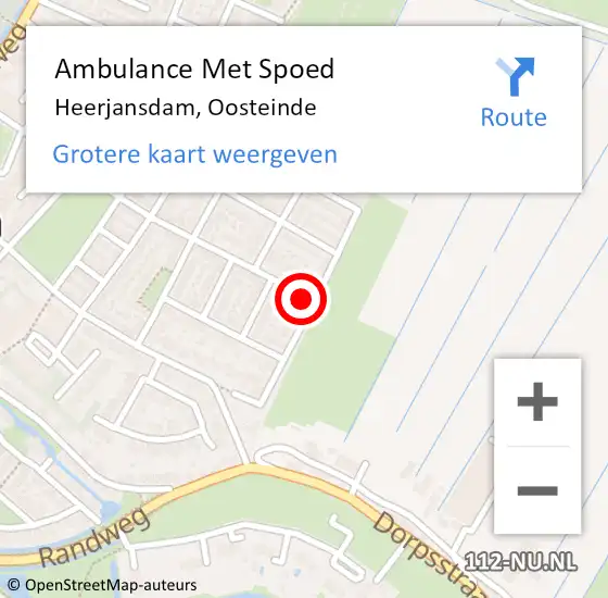 Locatie op kaart van de 112 melding: Ambulance Met Spoed Naar Heerjansdam, Oosteinde op 21 september 2021 18:47