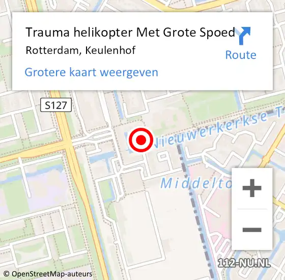 Locatie op kaart van de 112 melding: Trauma helikopter Met Grote Spoed Naar Rotterdam, Keulenhof op 21 september 2021 19:00