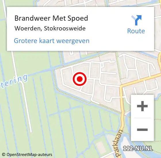 Locatie op kaart van de 112 melding: Brandweer Met Spoed Naar Woerden, Stokroosweide op 21 september 2021 19:08