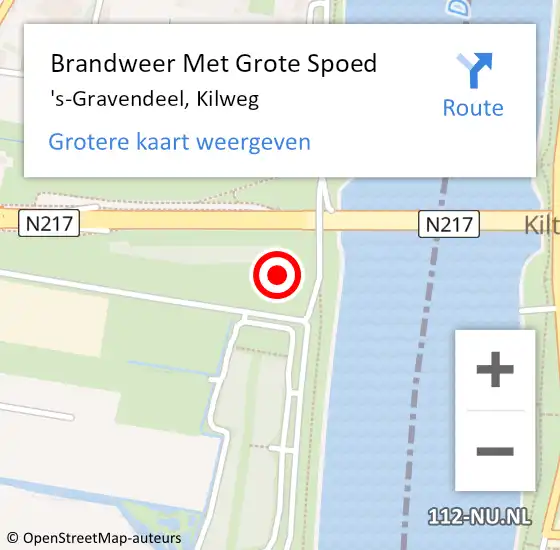 Locatie op kaart van de 112 melding: Brandweer Met Grote Spoed Naar 's-Gravendeel, Kilweg op 21 september 2021 19:23