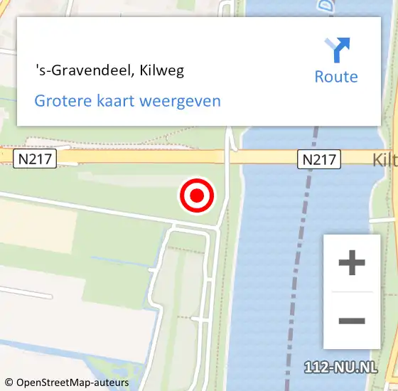 Locatie op kaart van de 112 melding:  's-Gravendeel, Kilweg op 21 september 2021 19:25