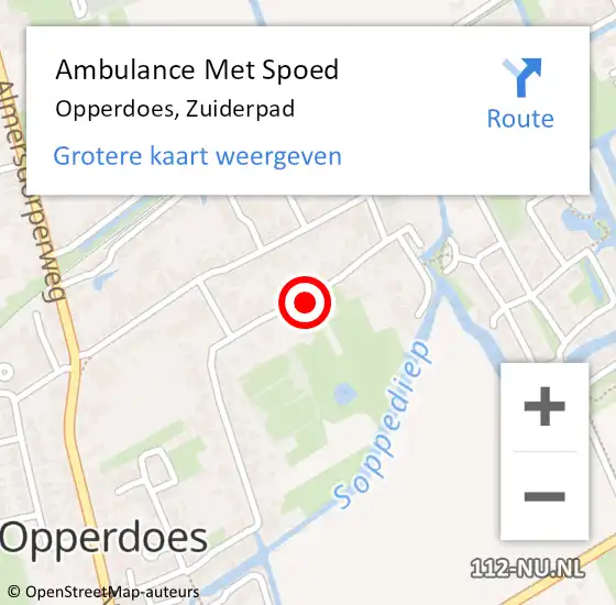 Locatie op kaart van de 112 melding: Ambulance Met Spoed Naar Opperdoes, Zuiderpad op 21 september 2021 19:31