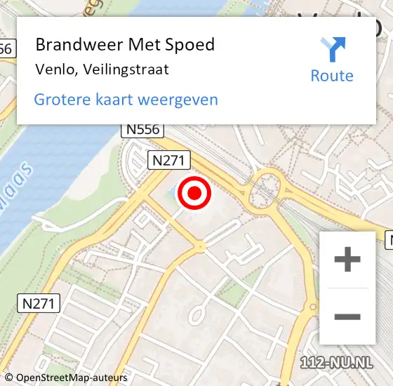 Locatie op kaart van de 112 melding: Brandweer Met Spoed Naar Venlo, Veilingstraat op 21 september 2021 19:34