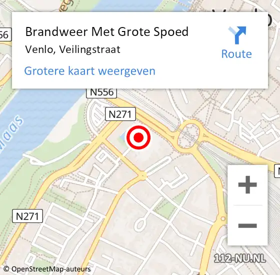 Locatie op kaart van de 112 melding: Brandweer Met Grote Spoed Naar Venlo, Veilingstraat op 21 september 2021 19:38