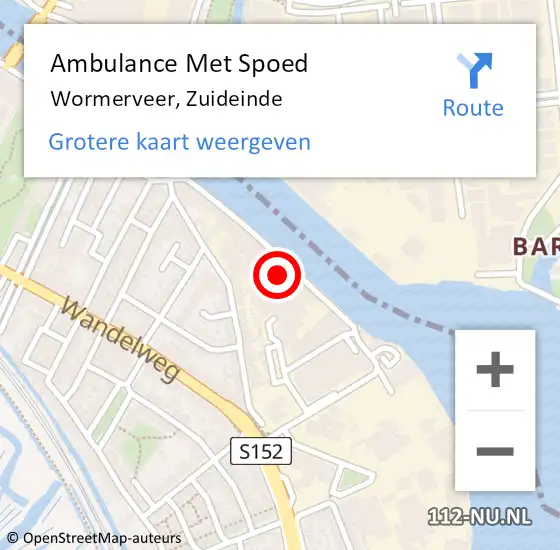 Locatie op kaart van de 112 melding: Ambulance Met Spoed Naar Wormerveer, Zuideinde op 21 september 2021 19:39