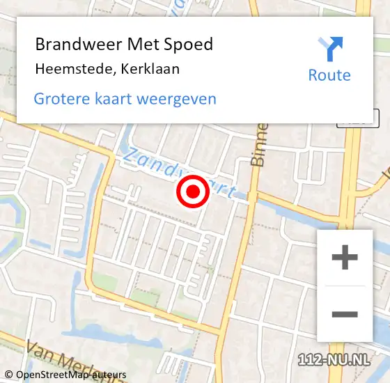 Locatie op kaart van de 112 melding: Brandweer Met Spoed Naar Heemstede, Kerklaan op 21 september 2021 19:50