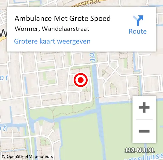 Locatie op kaart van de 112 melding: Ambulance Met Grote Spoed Naar Wormer, Wandelaarstraat op 21 september 2021 20:04