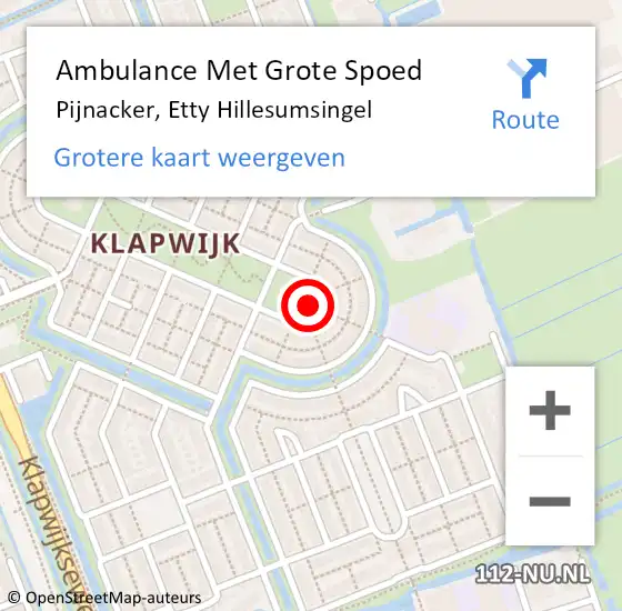 Locatie op kaart van de 112 melding: Ambulance Met Grote Spoed Naar Pijnacker, Etty Hillesumsingel op 21 september 2021 20:05