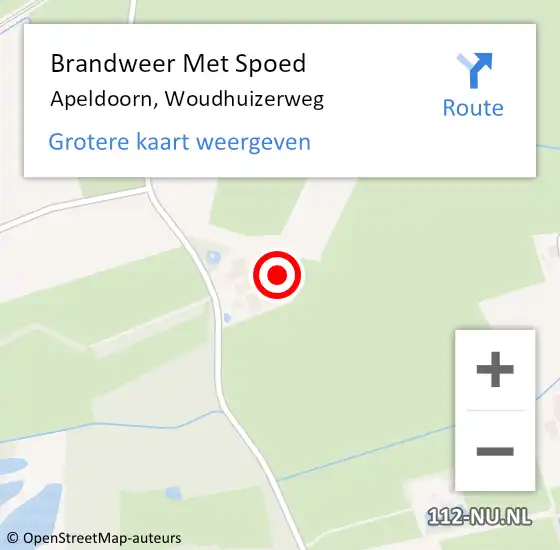Locatie op kaart van de 112 melding: Brandweer Met Spoed Naar Apeldoorn, Woudhuizerweg op 21 september 2021 20:11