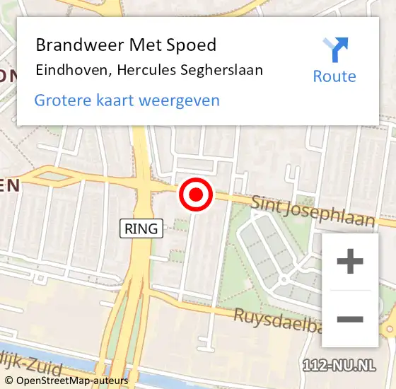 Locatie op kaart van de 112 melding: Brandweer Met Spoed Naar Eindhoven, Hercules Segherslaan op 21 september 2021 20:23