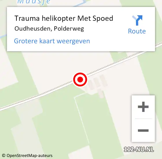 Locatie op kaart van de 112 melding: Trauma helikopter Met Spoed Naar Oudheusden, Polderweg op 21 september 2021 20:32