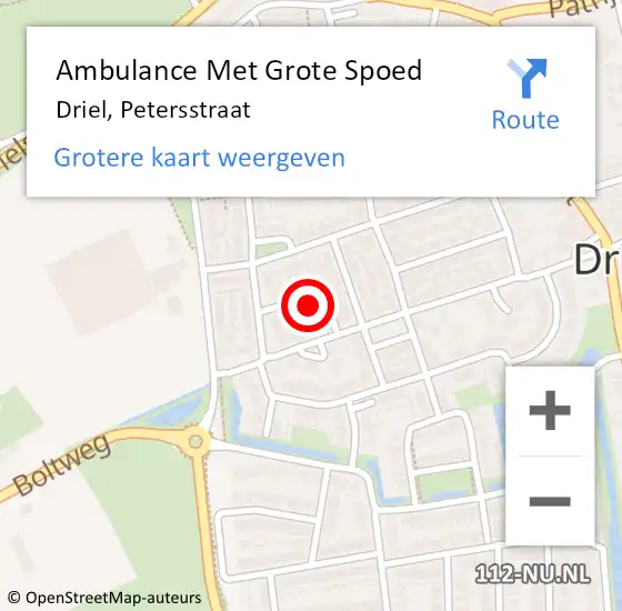 Locatie op kaart van de 112 melding: Ambulance Met Grote Spoed Naar Driel, Petersstraat op 21 september 2021 20:33
