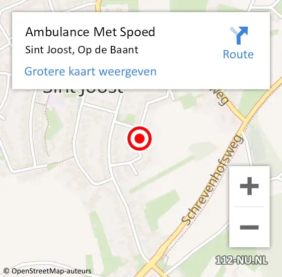 Locatie op kaart van de 112 melding: Ambulance Met Spoed Naar Sint Joost, Op de Baant op 21 september 2021 20:49