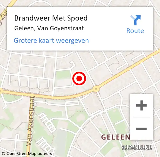 Locatie op kaart van de 112 melding: Brandweer Met Spoed Naar Geleen, Van Goyenstraat op 21 september 2021 21:18