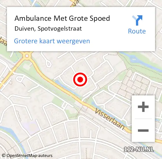 Locatie op kaart van de 112 melding: Ambulance Met Grote Spoed Naar Duiven, Spotvogelstraat op 21 september 2021 21:36