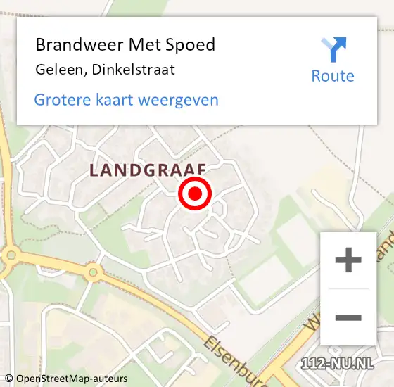 Locatie op kaart van de 112 melding: Brandweer Met Spoed Naar Geleen, Dinkelstraat op 21 september 2021 21:38