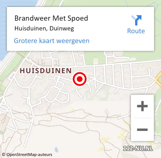 Locatie op kaart van de 112 melding: Brandweer Met Spoed Naar Huisduinen, Duinweg op 21 september 2021 21:41