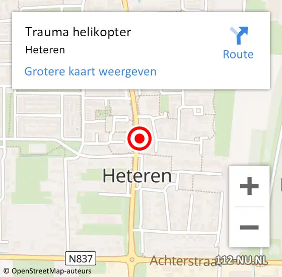 Locatie op kaart van de 112 melding: Trauma helikopter Heteren op 21 september 2021 21:42