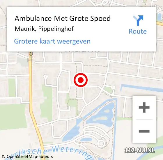 Locatie op kaart van de 112 melding: Ambulance Met Grote Spoed Naar Maurik, Pippelinghof op 21 september 2021 22:18