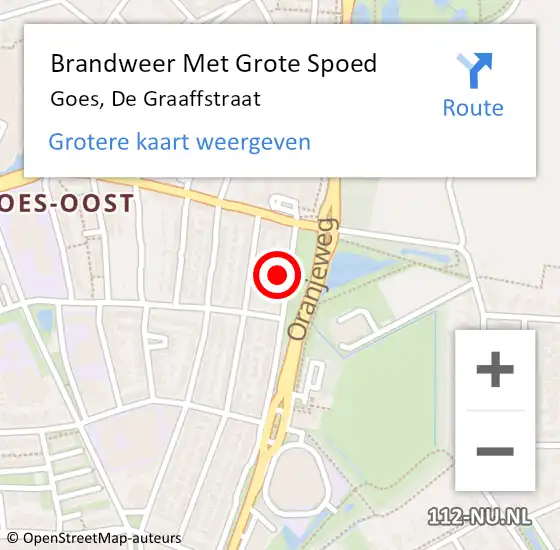 Locatie op kaart van de 112 melding: Brandweer Met Grote Spoed Naar Goes, De Graaffstraat op 21 september 2021 23:15