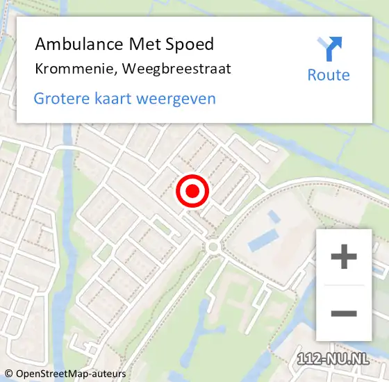 Locatie op kaart van de 112 melding: Ambulance Met Spoed Naar Krommenie, Weegbreestraat op 21 september 2021 23:27