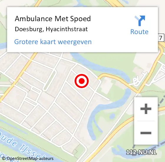 Locatie op kaart van de 112 melding: Ambulance Met Spoed Naar Doesburg, Hyacinthstraat op 22 september 2021 00:52