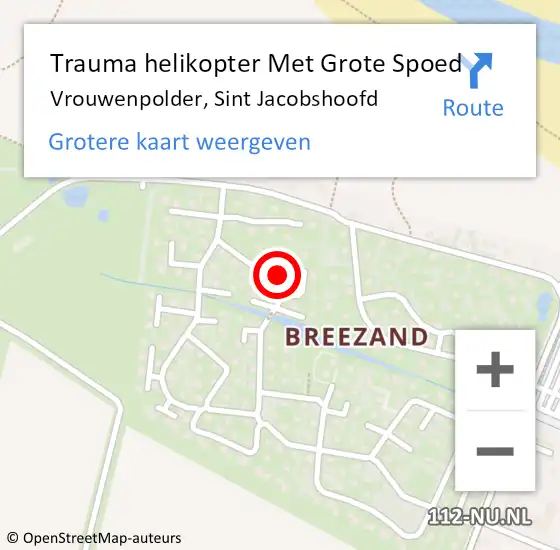 Locatie op kaart van de 112 melding: Trauma helikopter Met Grote Spoed Naar Vrouwenpolder, Sint Jacobshoofd op 22 september 2021 02:33