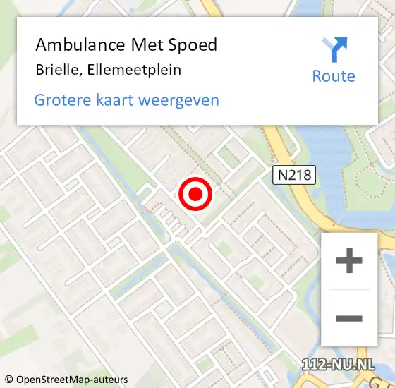 Locatie op kaart van de 112 melding: Ambulance Met Spoed Naar Brielle, Ellemeetplein op 22 september 2021 03:12