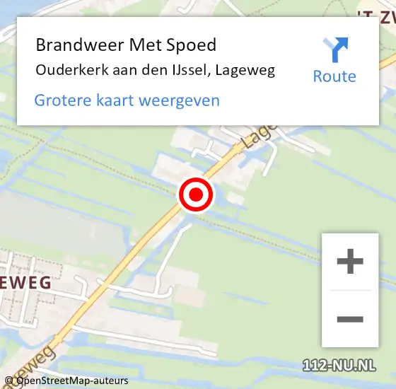 Locatie op kaart van de 112 melding: Brandweer Met Spoed Naar Ouderkerk aan den IJssel, Lageweg op 23 juni 2014 17:43