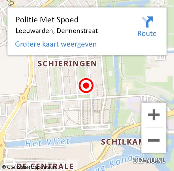 Locatie op kaart van de 112 melding: Politie Met Spoed Naar Leeuwarden, Dennenstraat op 22 september 2021 03:24