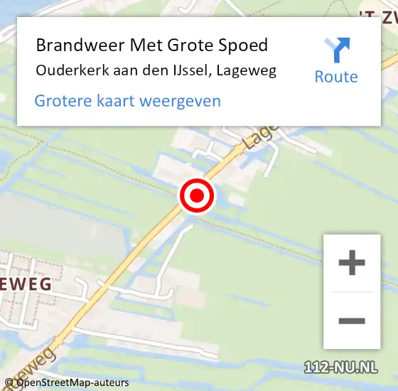 Locatie op kaart van de 112 melding: Brandweer Met Grote Spoed Naar Ouderkerk aan den IJssel, Lageweg op 23 juni 2014 17:44