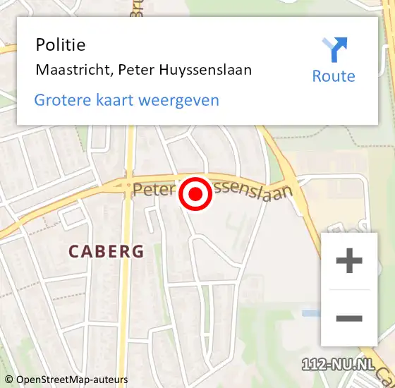 Locatie op kaart van de 112 melding: Politie Maastricht, Peter Huyssenslaan op 22 september 2021 07:23