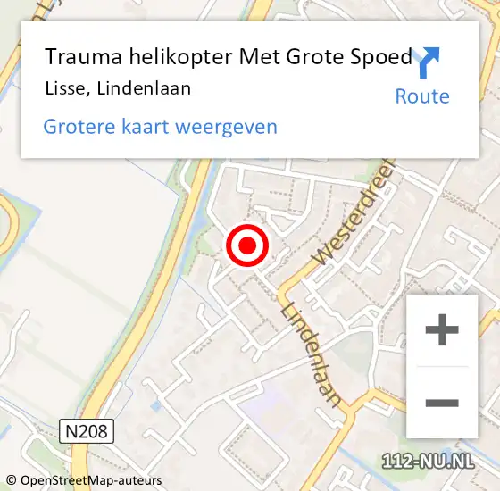 Locatie op kaart van de 112 melding: Trauma helikopter Met Grote Spoed Naar Lisse, Lindenlaan op 22 september 2021 07:27
